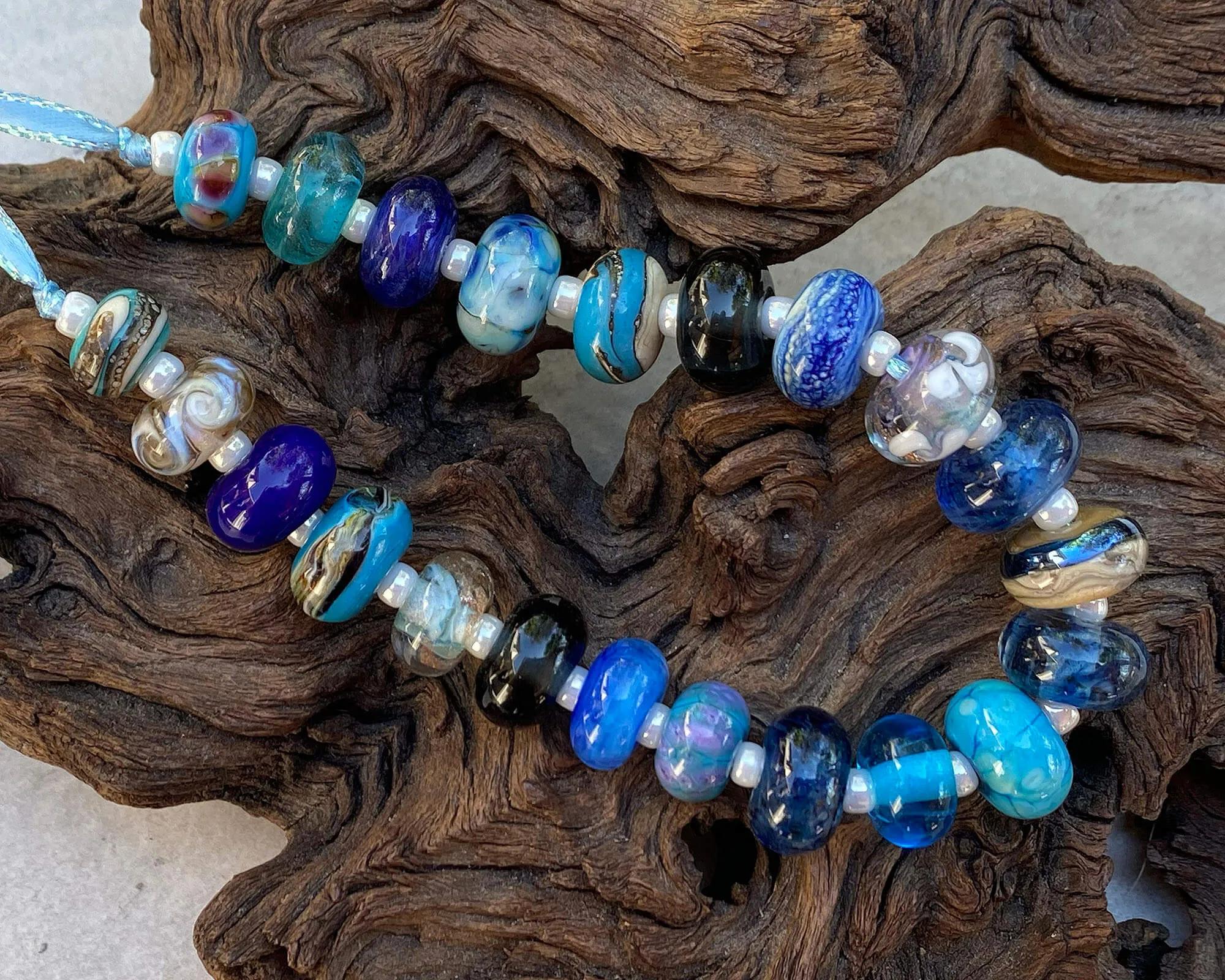 22 Blue Orphan Lampwork Bead Set SRA