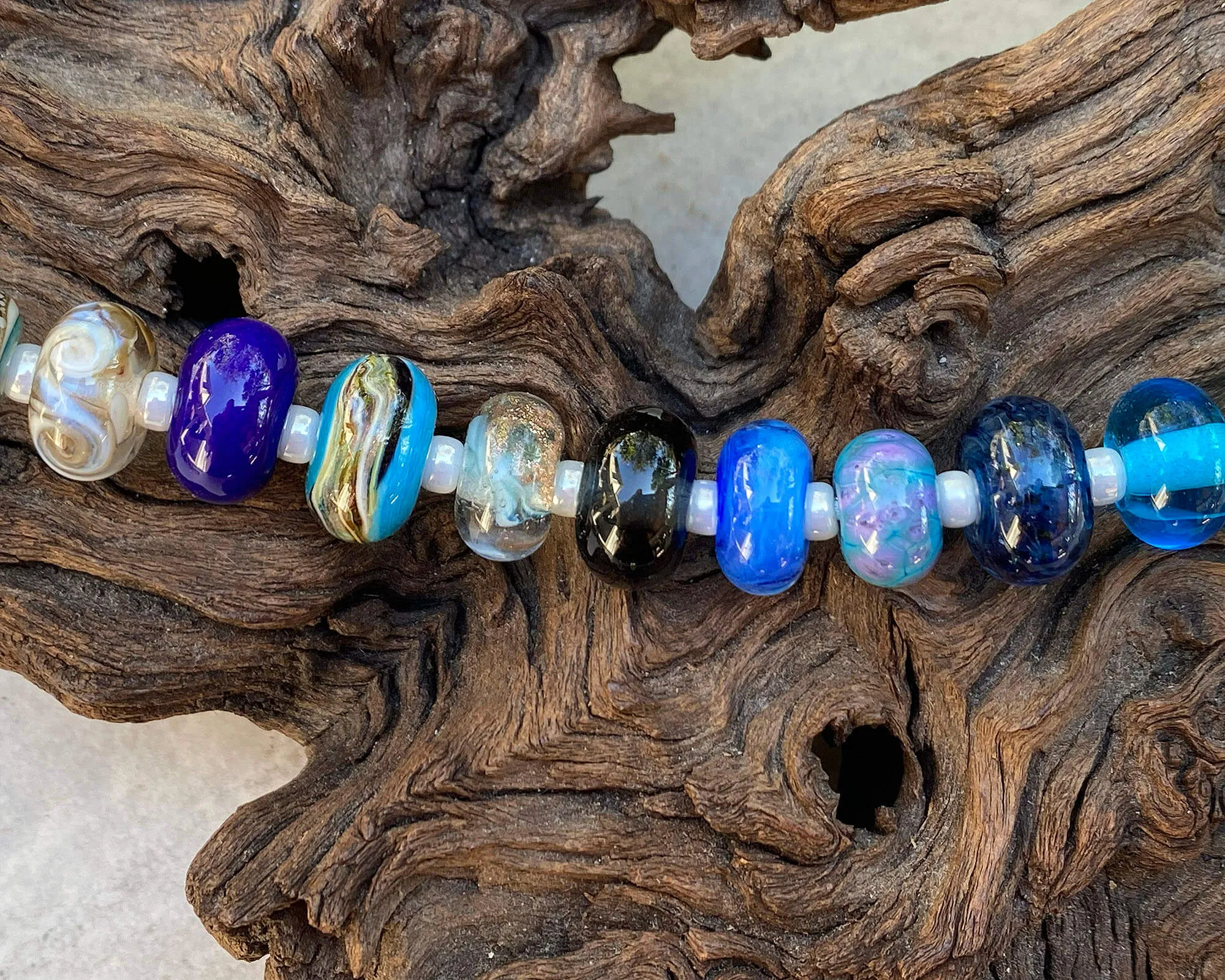 22 Blue Orphan Lampwork Bead Set SRA