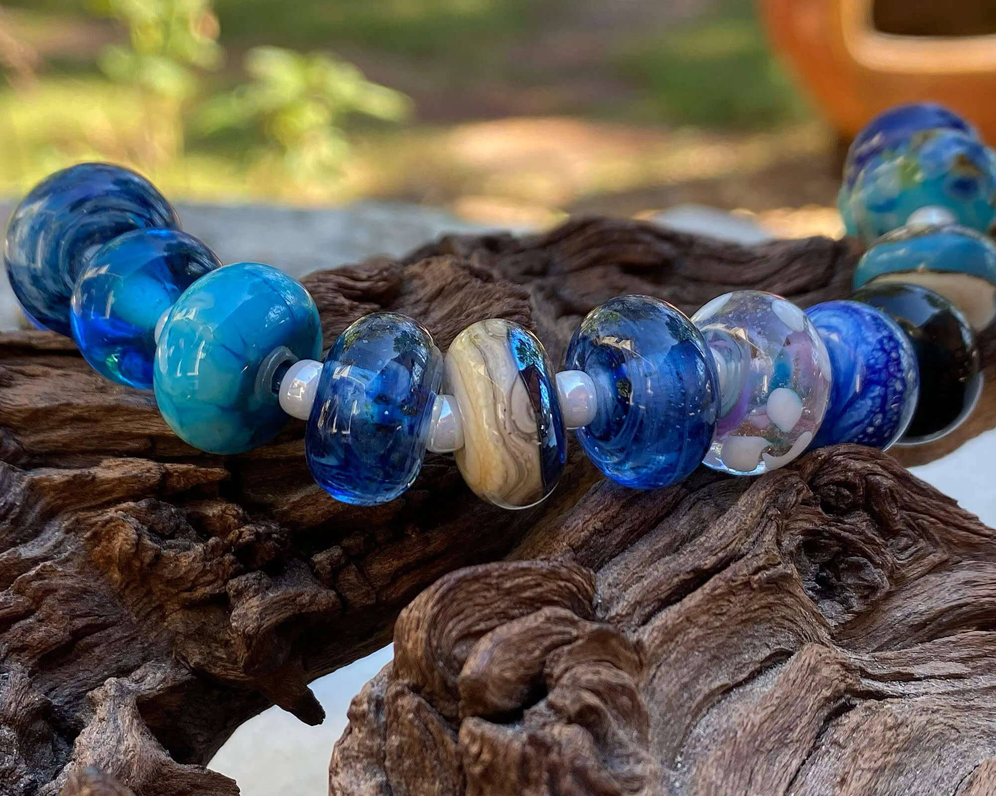 22 Blue Orphan Lampwork Bead Set SRA