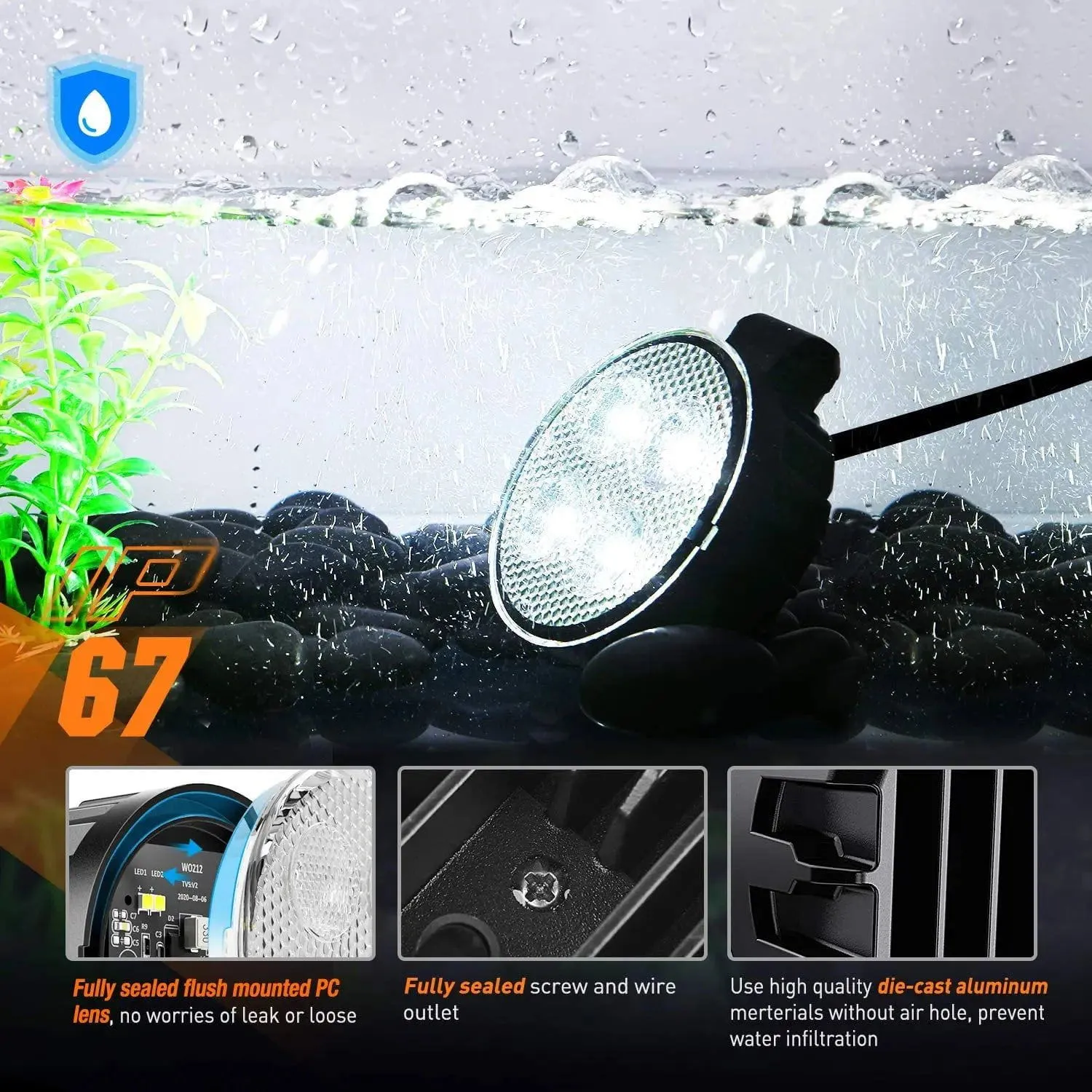 3 Inch 12W 1500LM Round Flood Built-in EMC LED Work Lights (Pair)