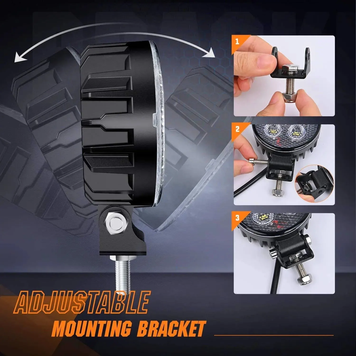 3 Inch 12W 1500LM Round Flood Built-in EMC LED Work Lights (Pair)