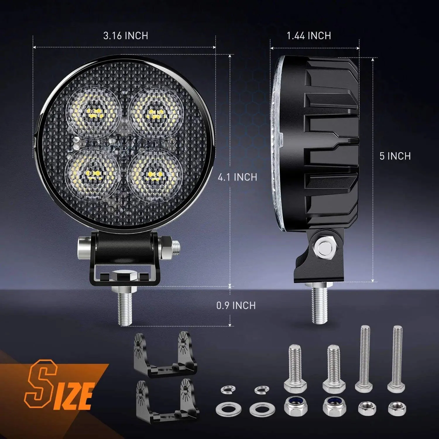 3 Inch 12W 1500LM Round Flood Built-in EMC LED Work Lights (Pair)