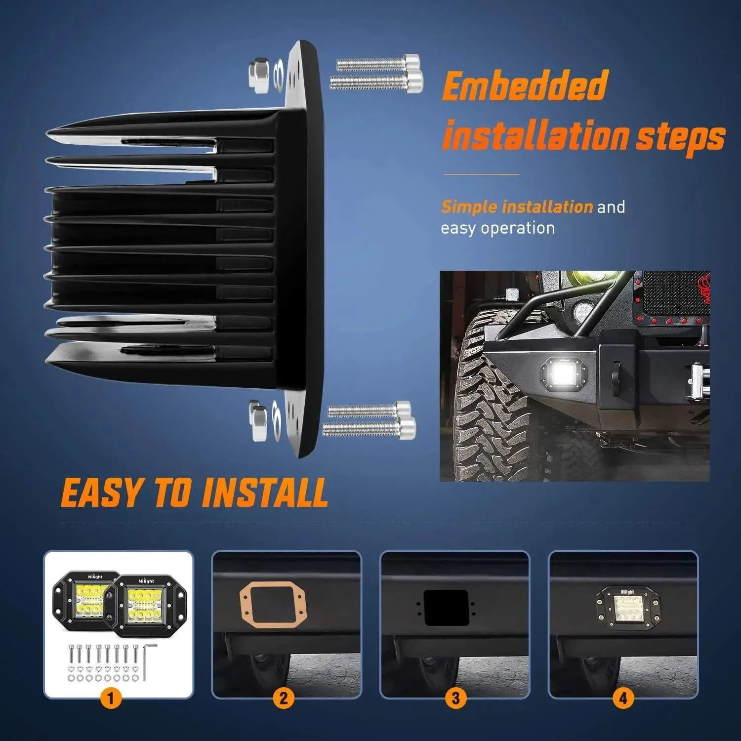 4.8 Inch 42W Flush Mount Spot Flood Led Work Lights (Pair)