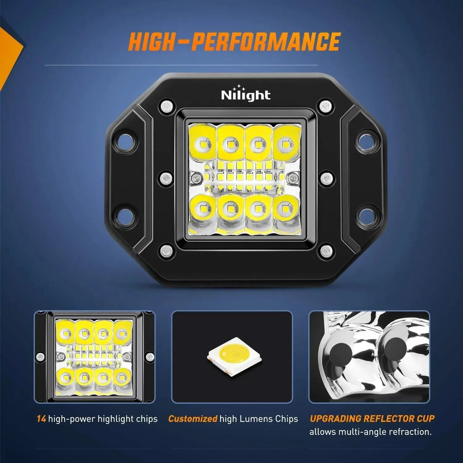 4.8 Inch 42W Flush Mount Spot Flood Led Work Lights (Pair)