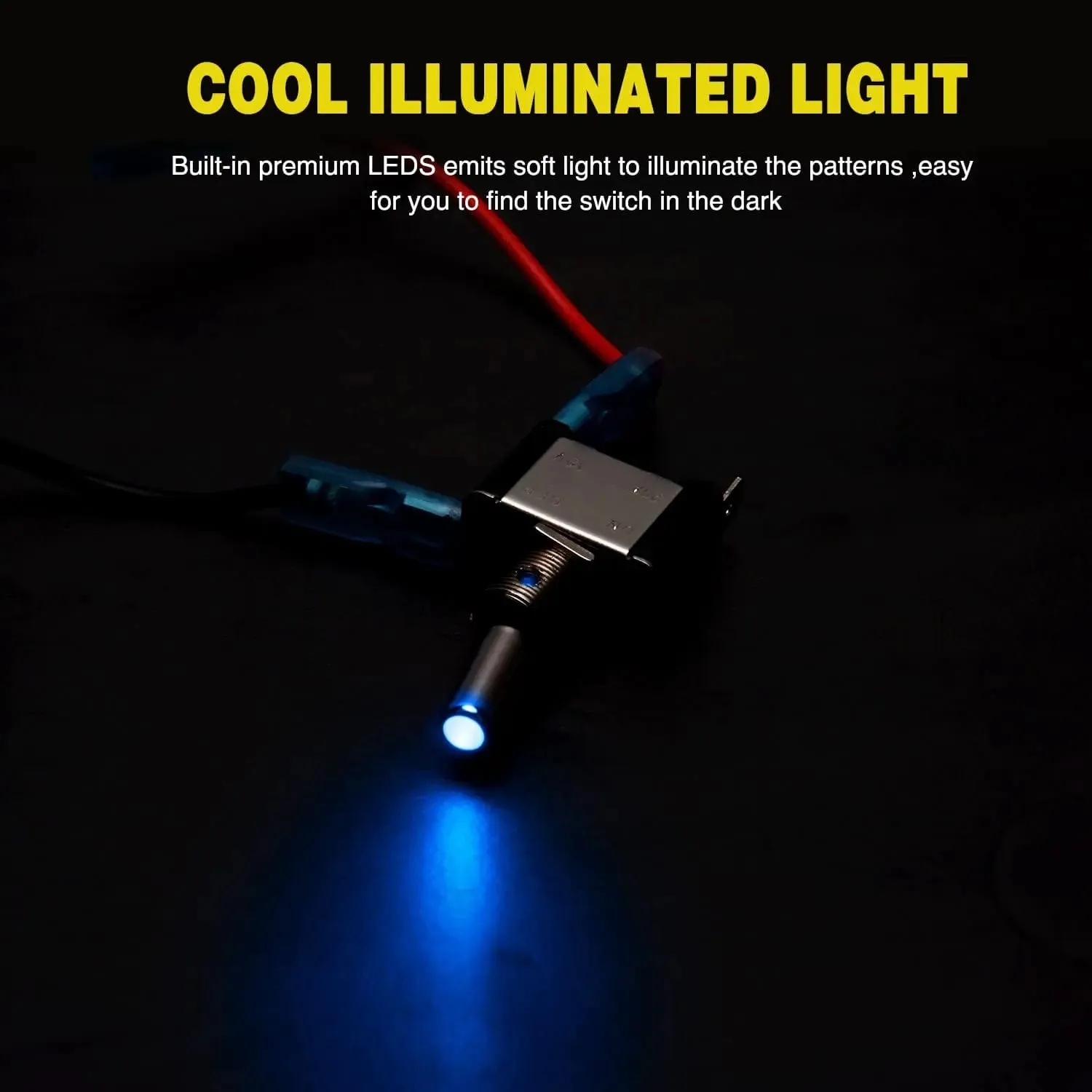 5Pcs 3Pin SPST ON-Off Blue LED Toggle Switch