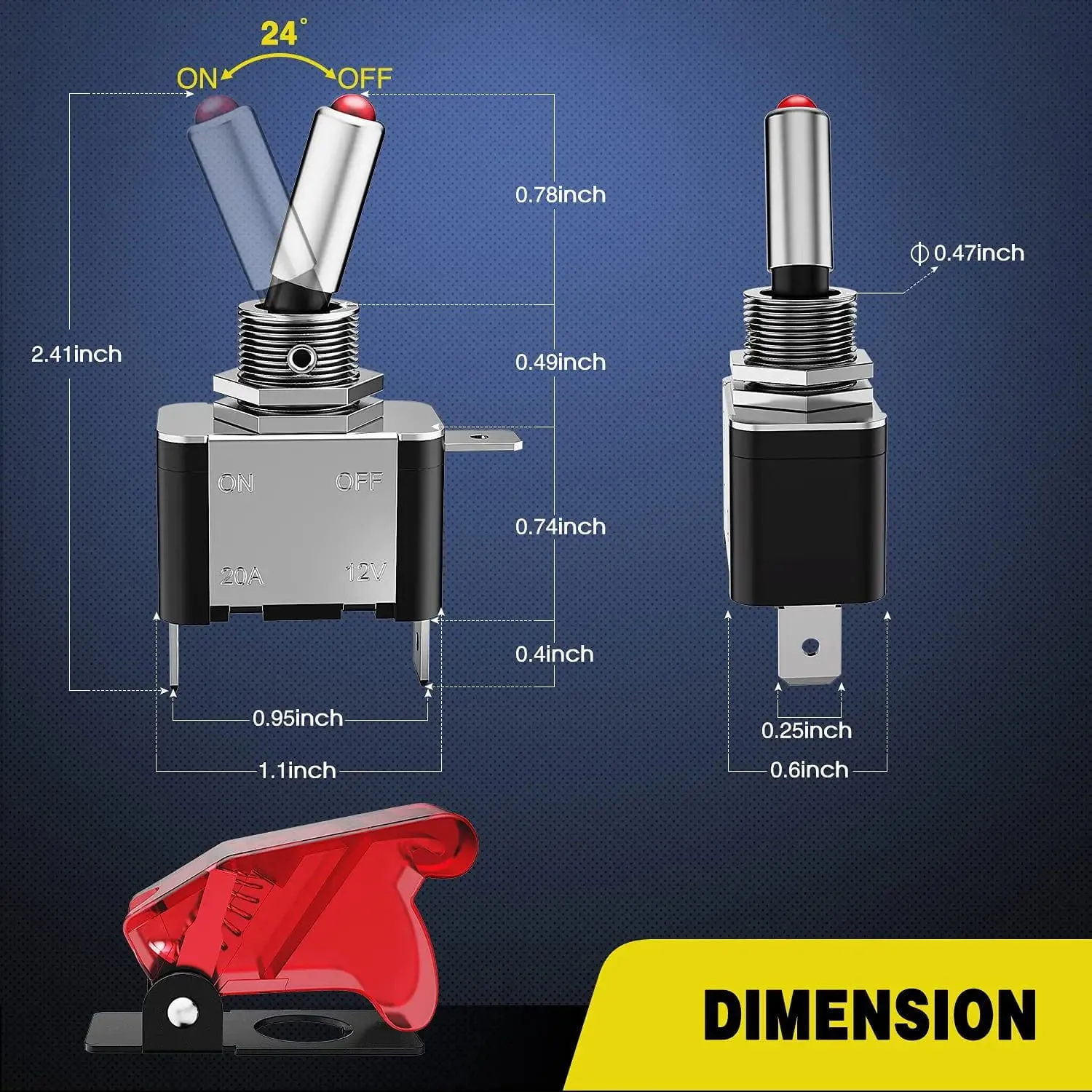 5Pcs 3Pin SPST ON-Off Toggle Switch