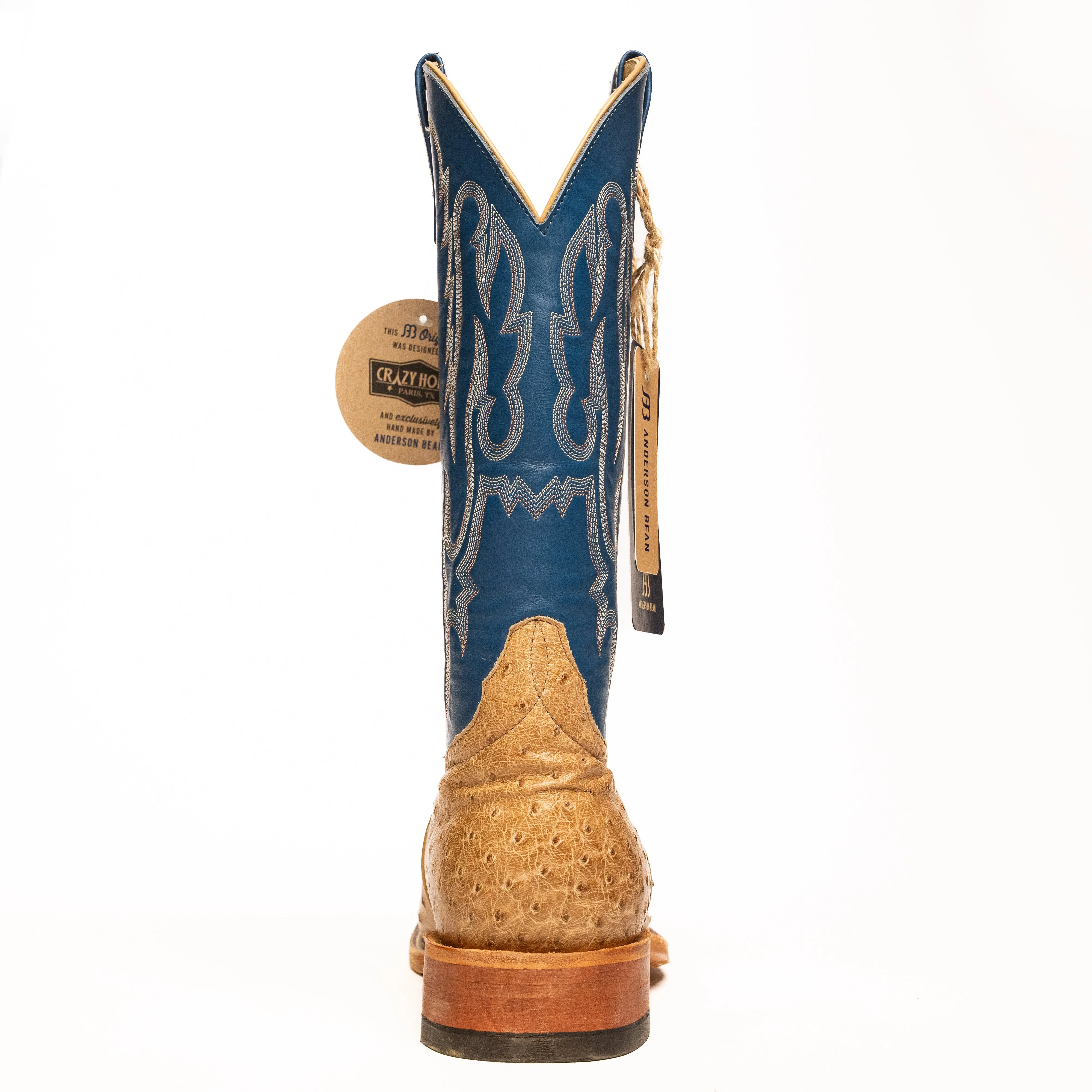 Anderson Bean Mink Full Quill Ostrich with Royal Blue Top