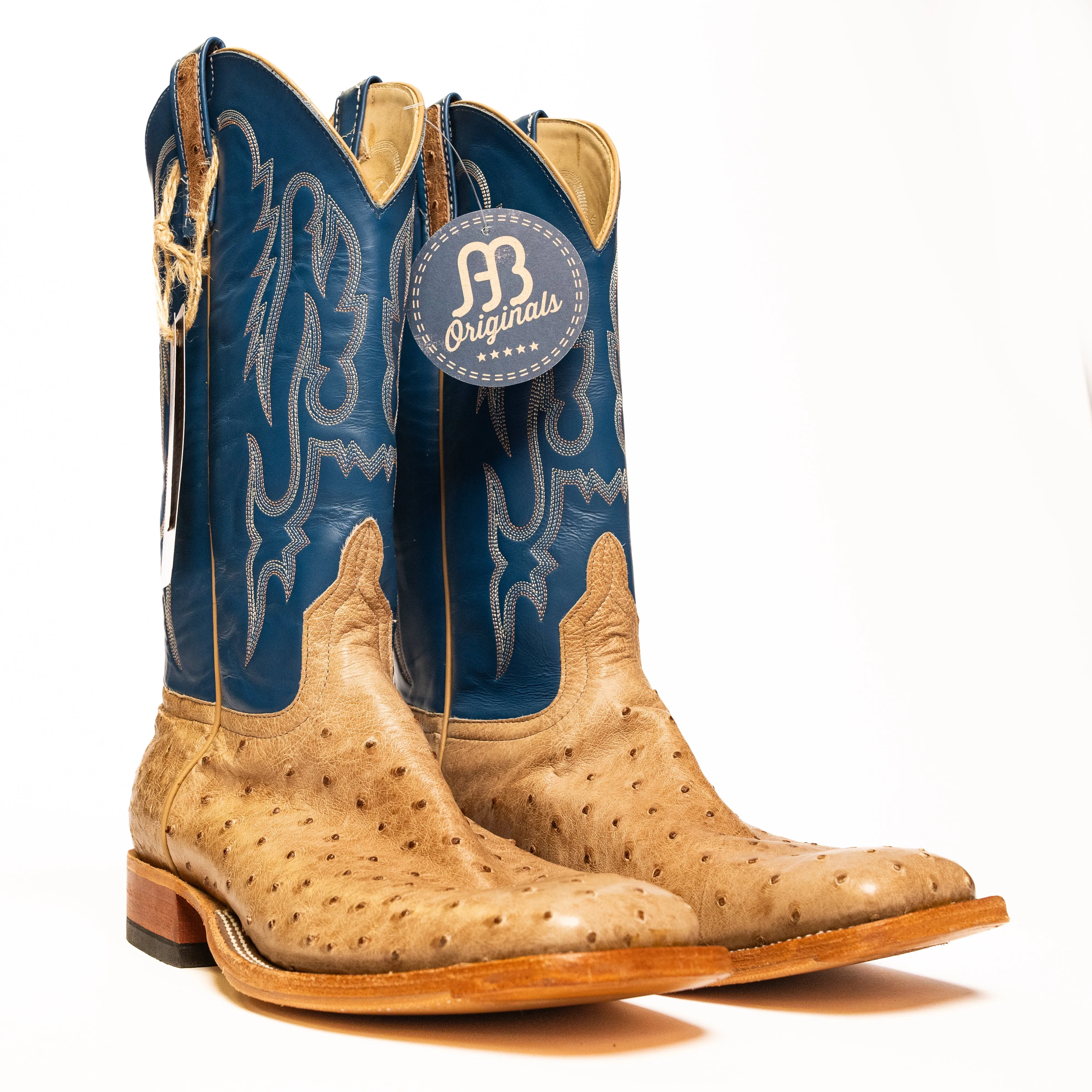 Anderson Bean Mink Full Quill Ostrich with Royal Blue Top