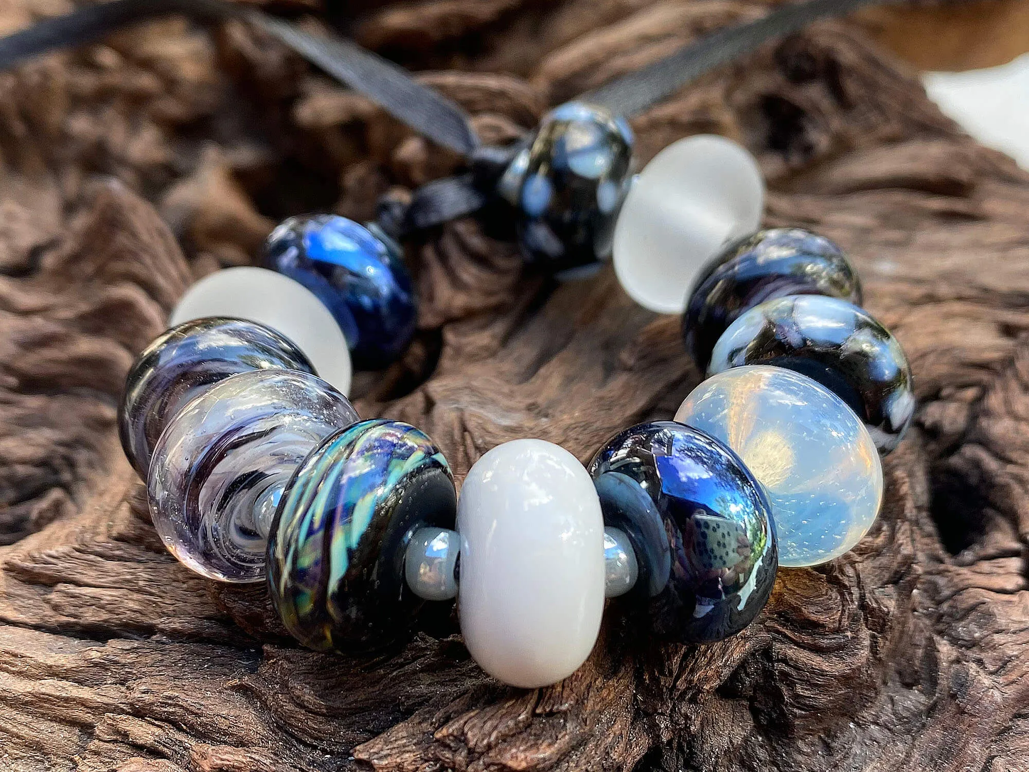 Black & Gray Lampwork Bead Set SRA