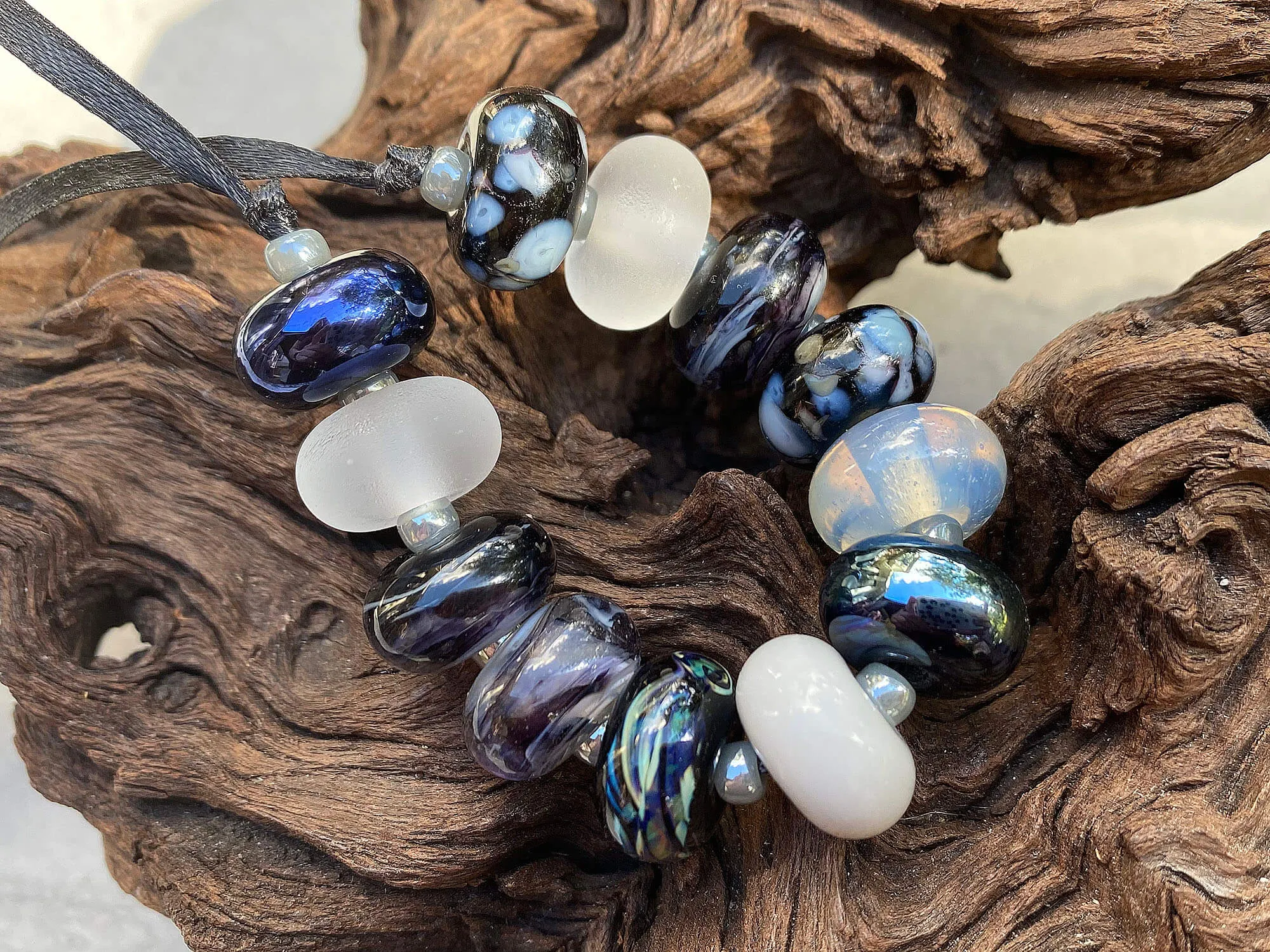 Black & Gray Lampwork Bead Set SRA