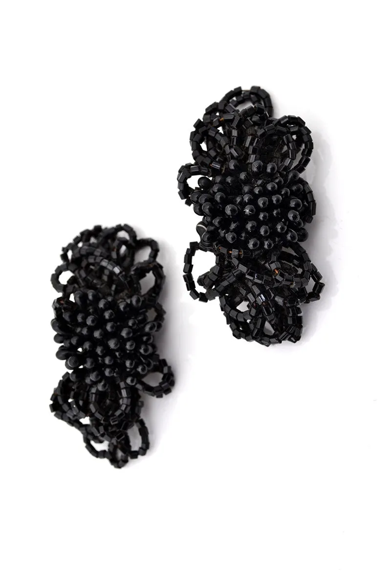 Black Beaded Vintage Shoe Clips Buckles