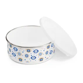 Blue Eye Enamel Bowl with Lid