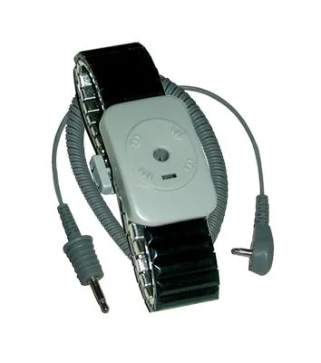 Dual Conductor Black Speidel Metal Wrist Strap With 20' Coil Cord, Small-5PK