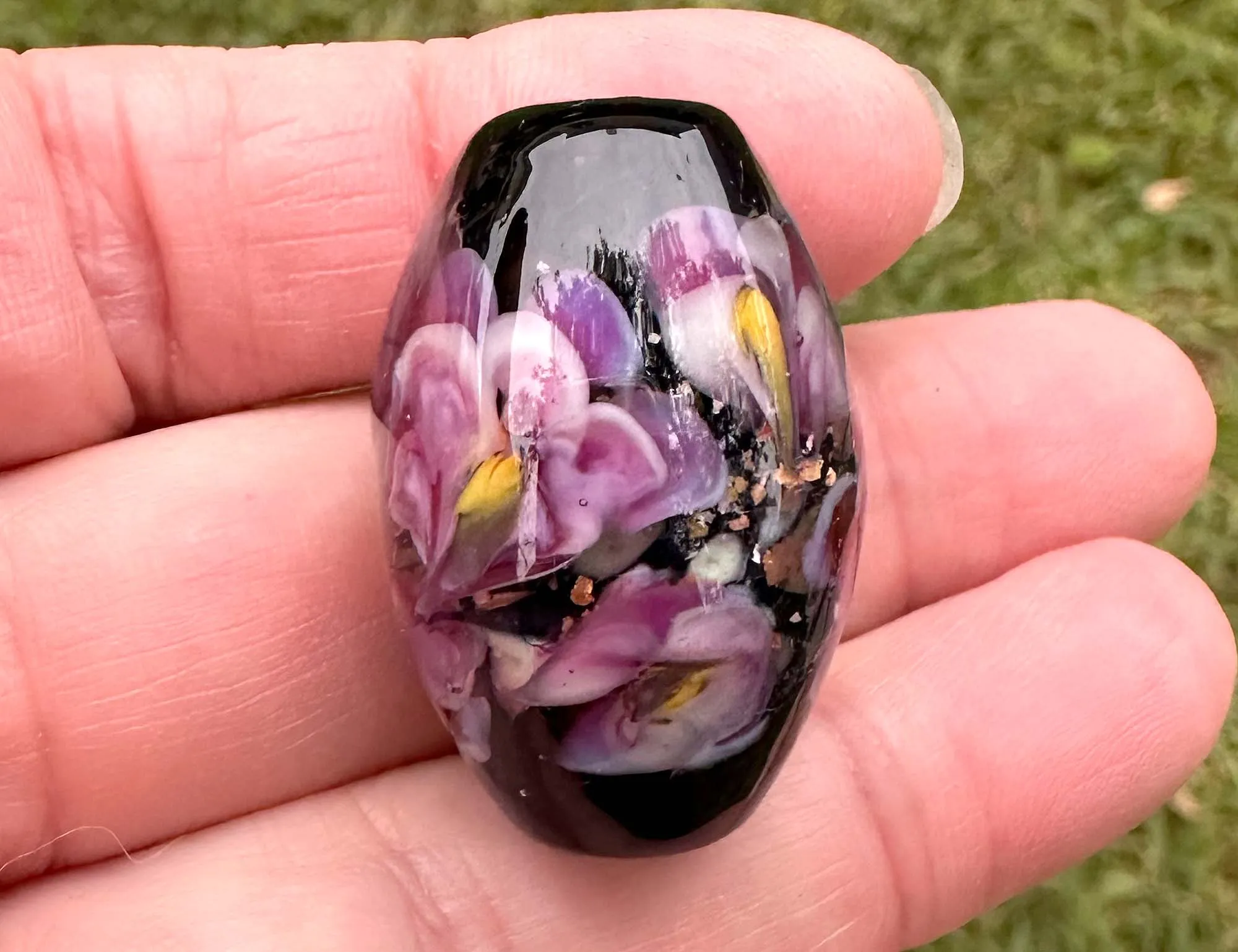 Elegant Pink Floral Lampwork Focal Bead SRA