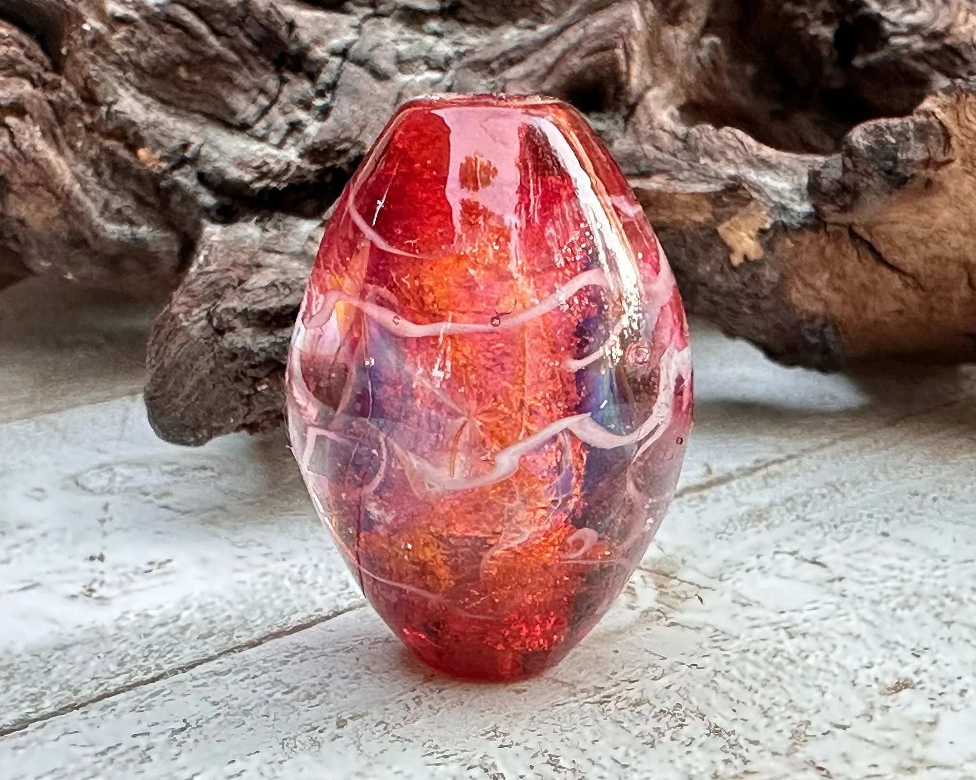 Fancy Fuchsia Pink Lampwork Focal Bead