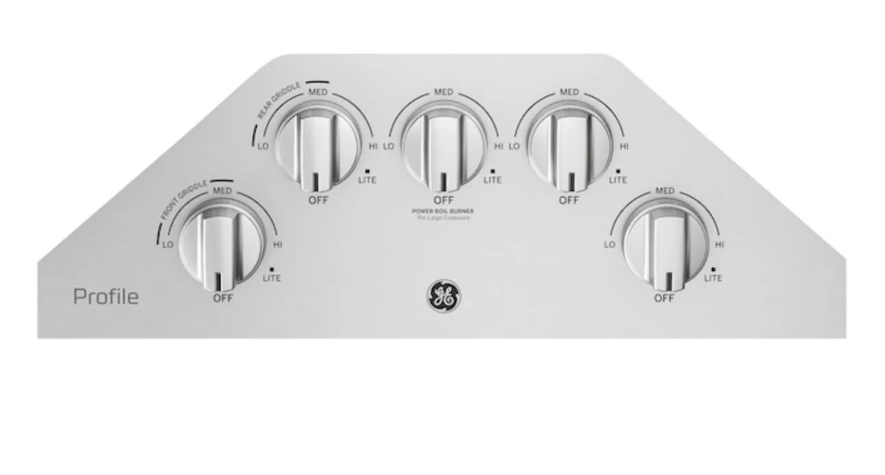 GE Profile  PGP7030SLSS
30 Inch Gas Cooktop with 5 Sealed Burners, Dishwasher Safe Continuous Grates, Power Boil Burner, Precise Simmer Burner, LED Backlit Knobs, and ADA Compliant: Stainless Steel