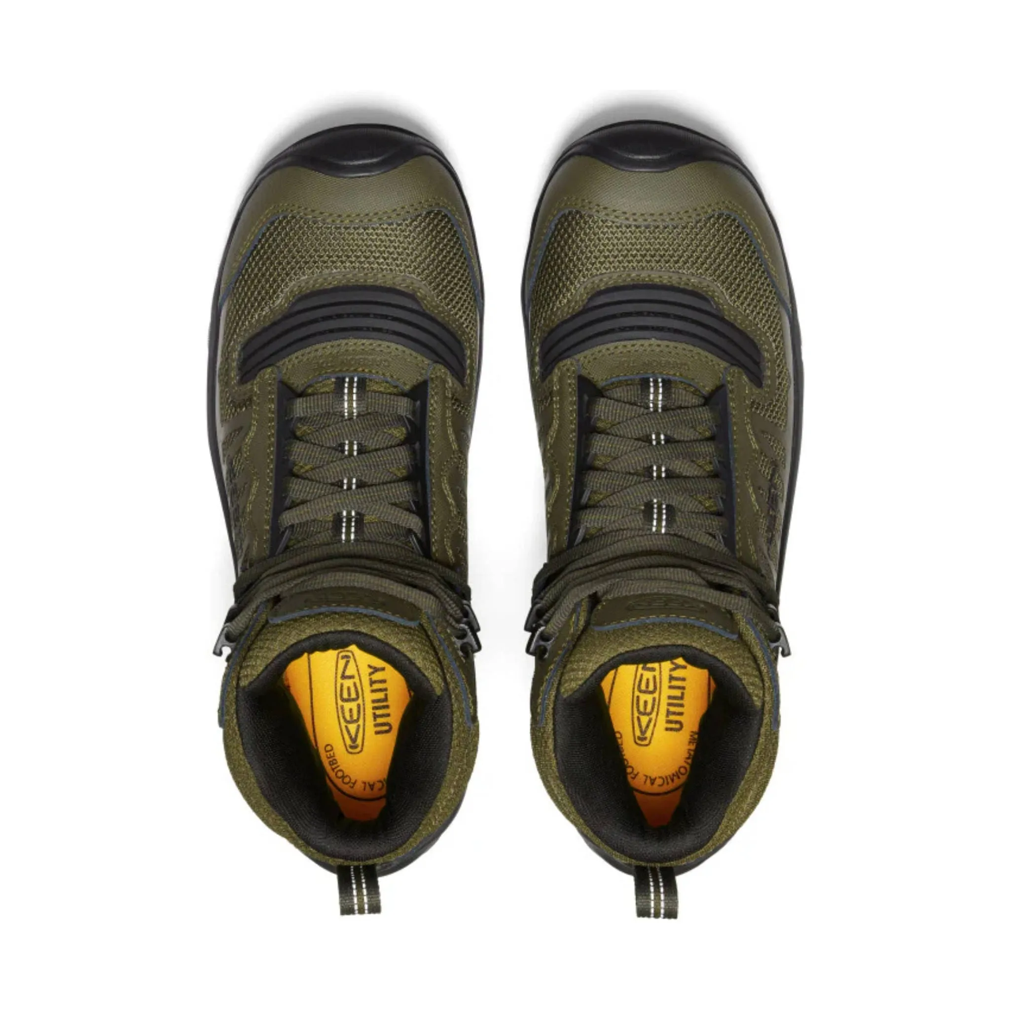 KEEN Utility Men's Reno Mid Waterproof Carbon Fiber Toe Work Boots - Dark Olive/Black