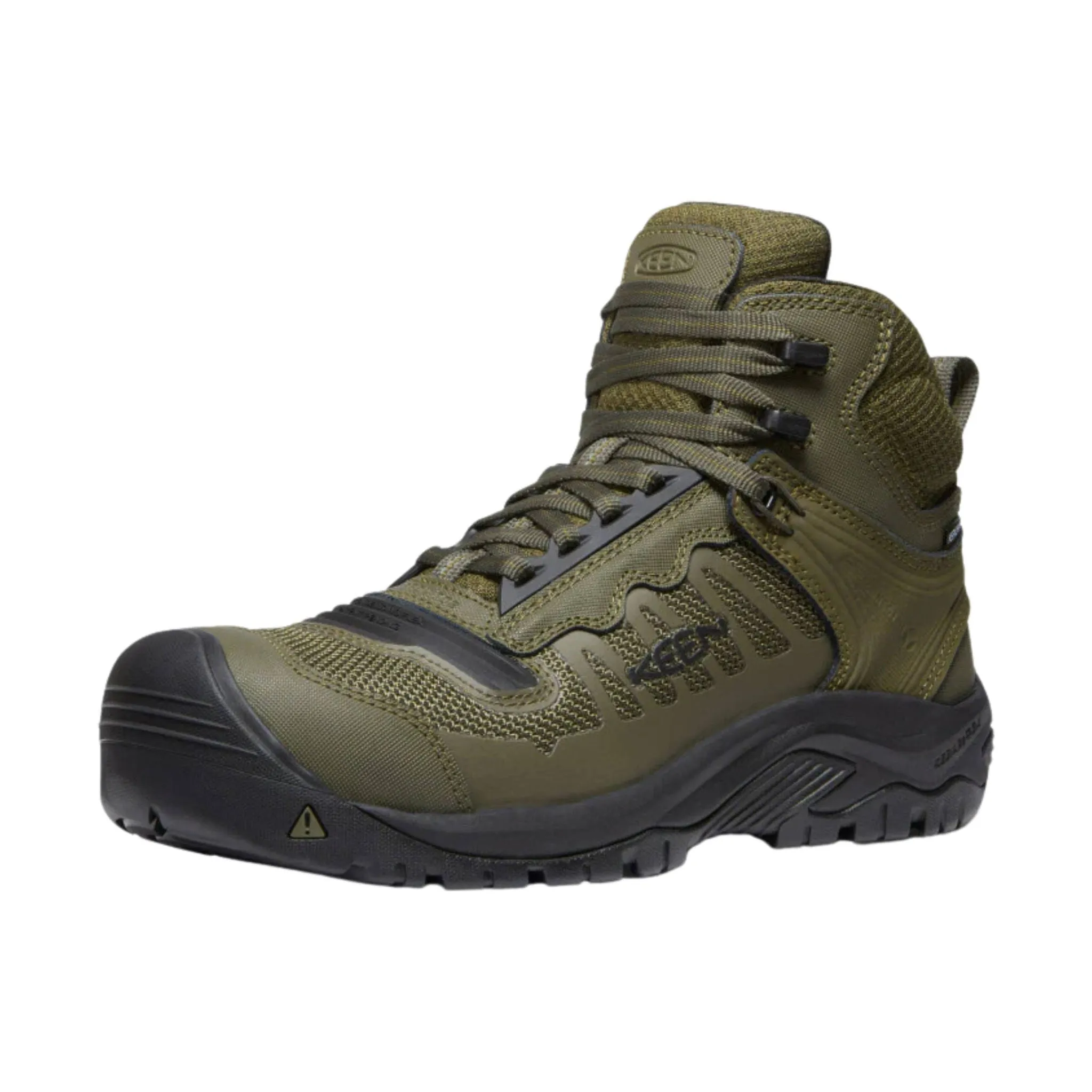 KEEN Utility Men's Reno Mid Waterproof Carbon Fiber Toe Work Boots - Dark Olive/Black