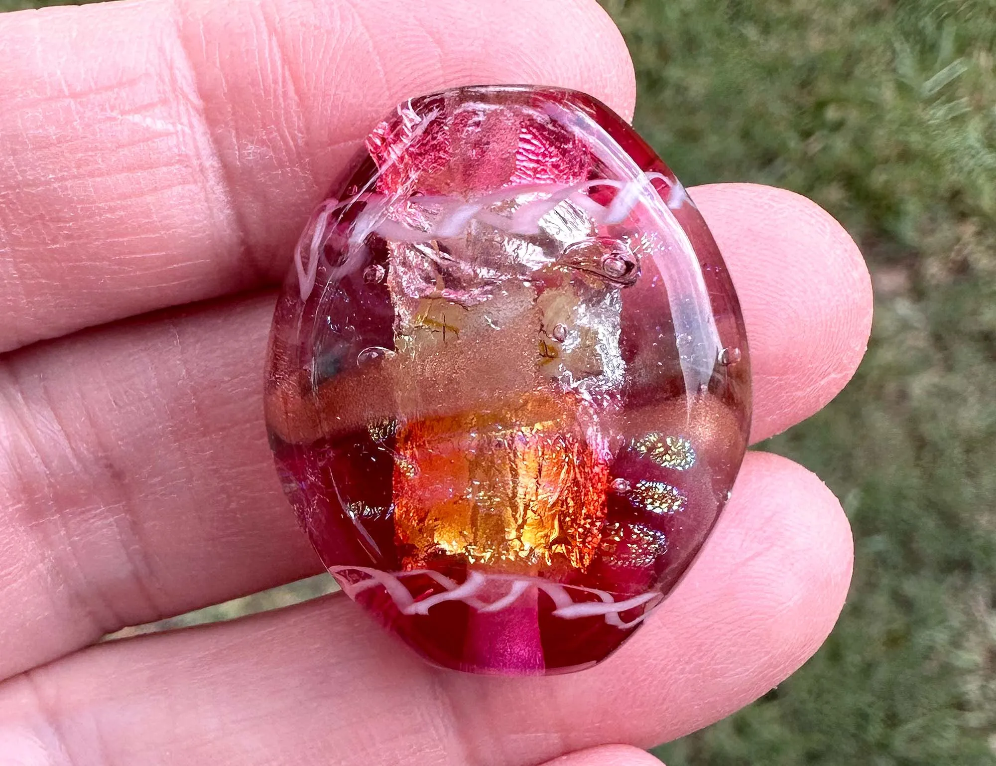 Pink Bling Dichroic Lampwork Focal Bead SRA
