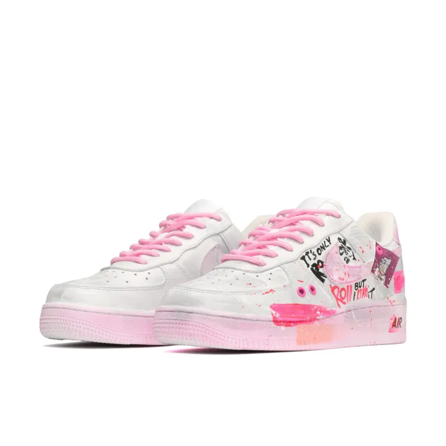 Pink Sticker Font Custom Air Force 1