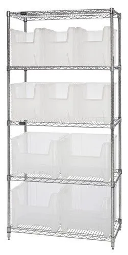 Quantum WR5-600800CL Wire Shelving System with 5 Shelves, 18" x 36" x 74"
