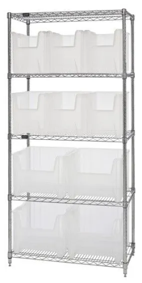 Quantum WR5-600800CL Wire Shelving System with 5 Shelves, 18" x 36" x 74"