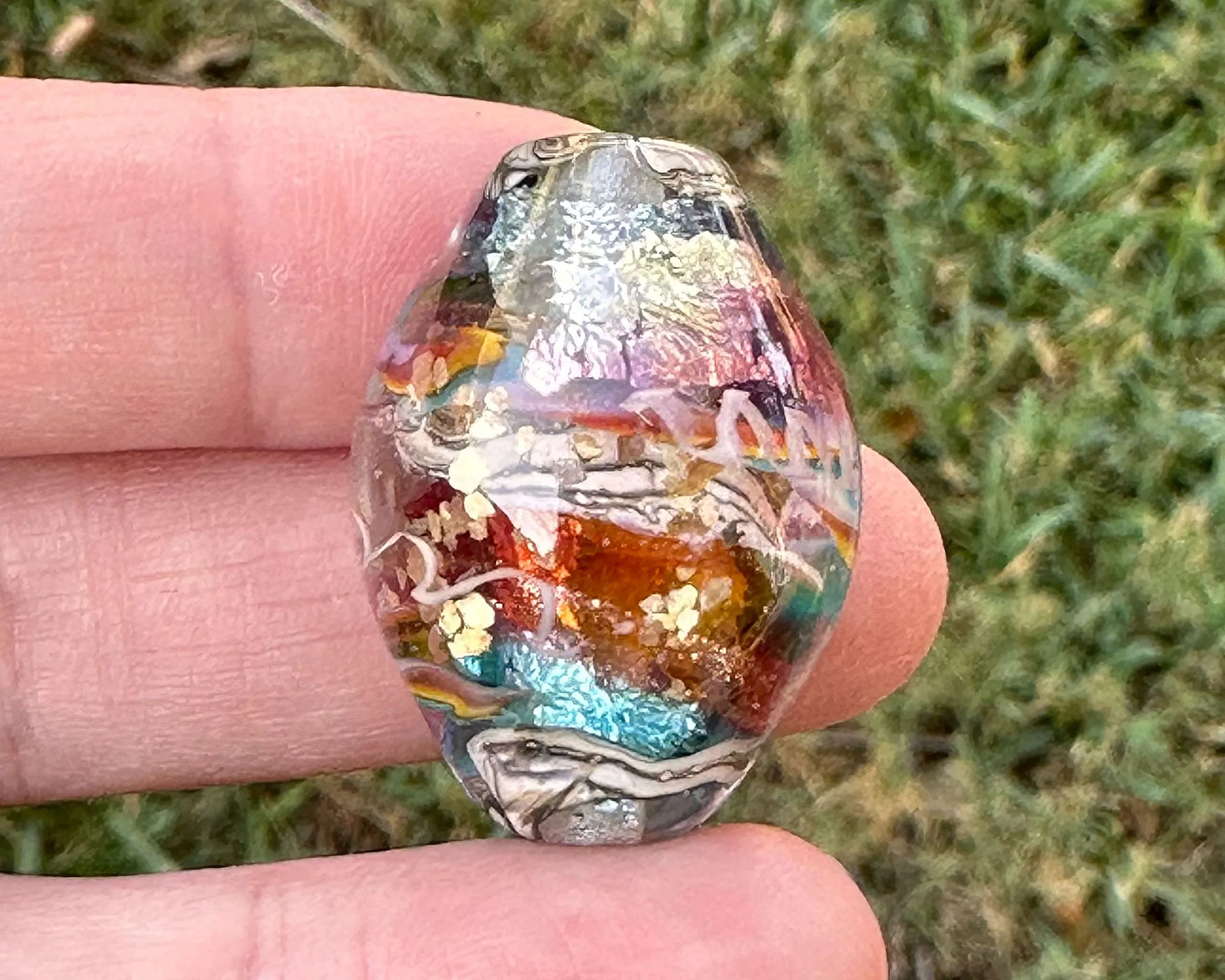 Rainbow Ivory Shimmer Lampwork Focal Bead SRA