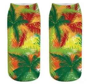 SF1036 Bright Colors Tropical Leaves Socks