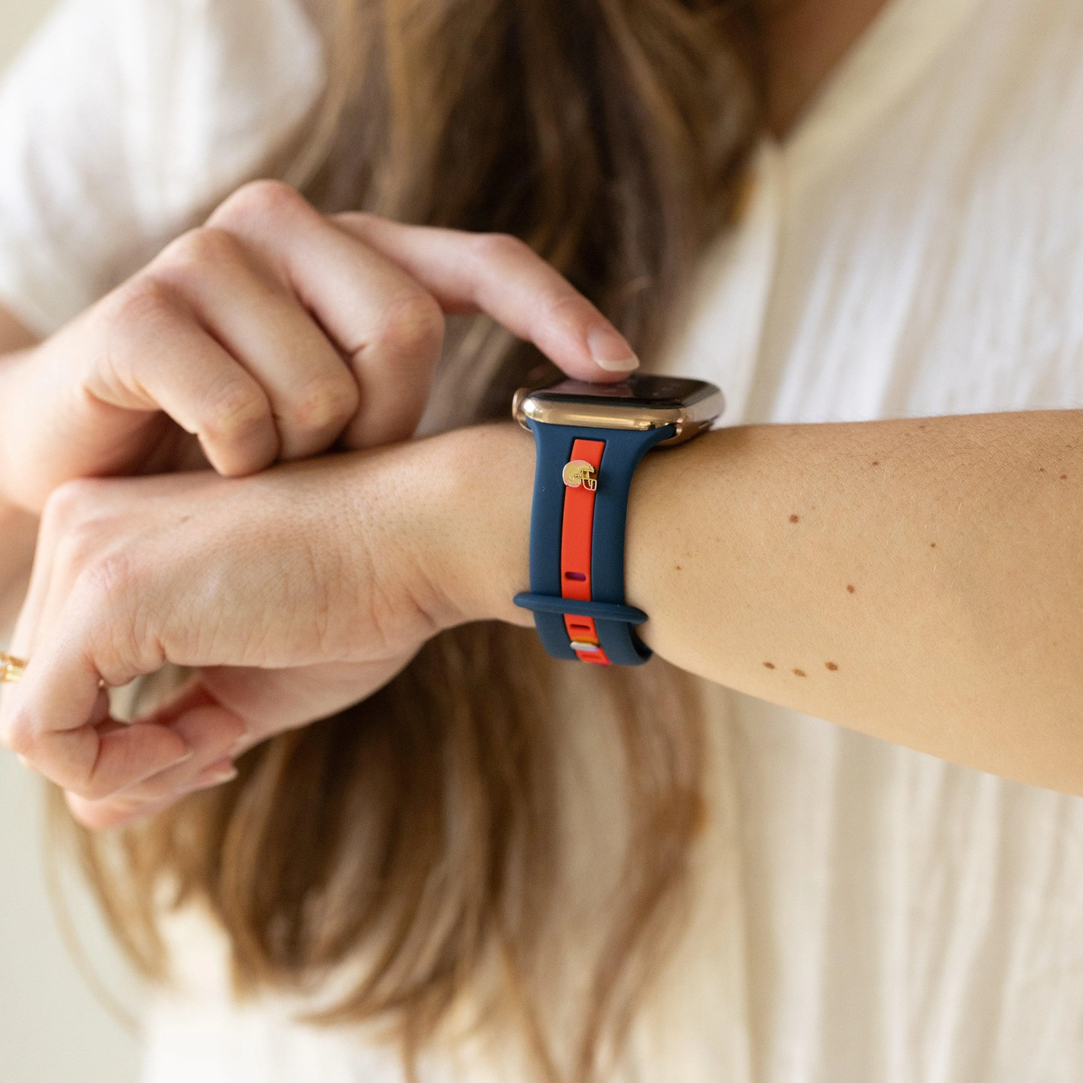 The L❤️ve Of F🏈🏈tball Navy Blue & Red Smart Watch Band