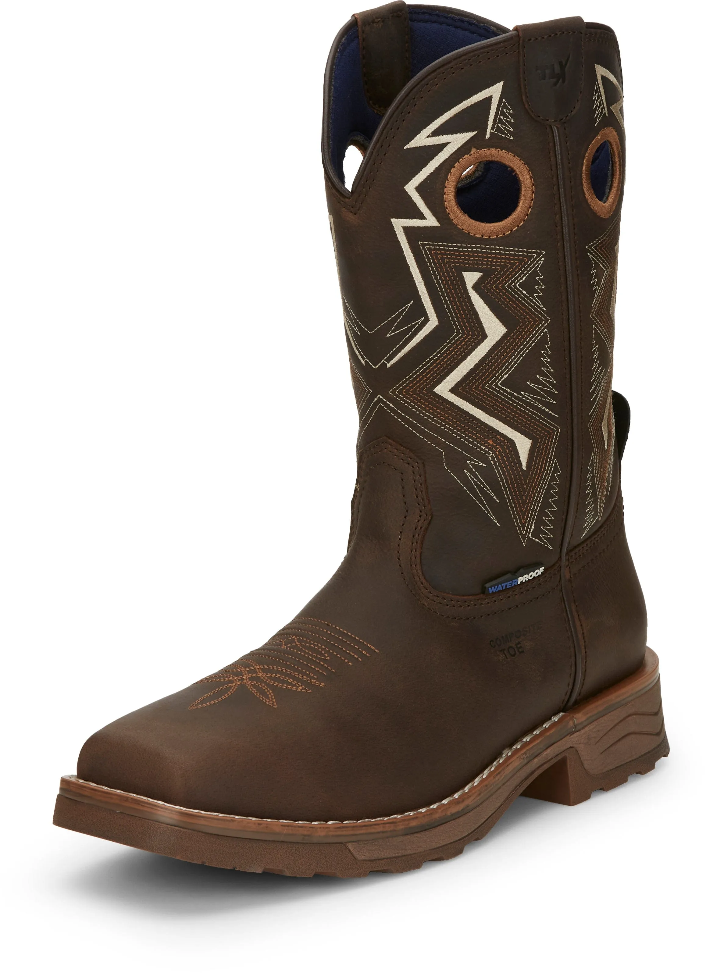 Tony Lama Men's Force Dark Brown 11" Wide Square Composite Toe Waterproof Work Boots TW3403