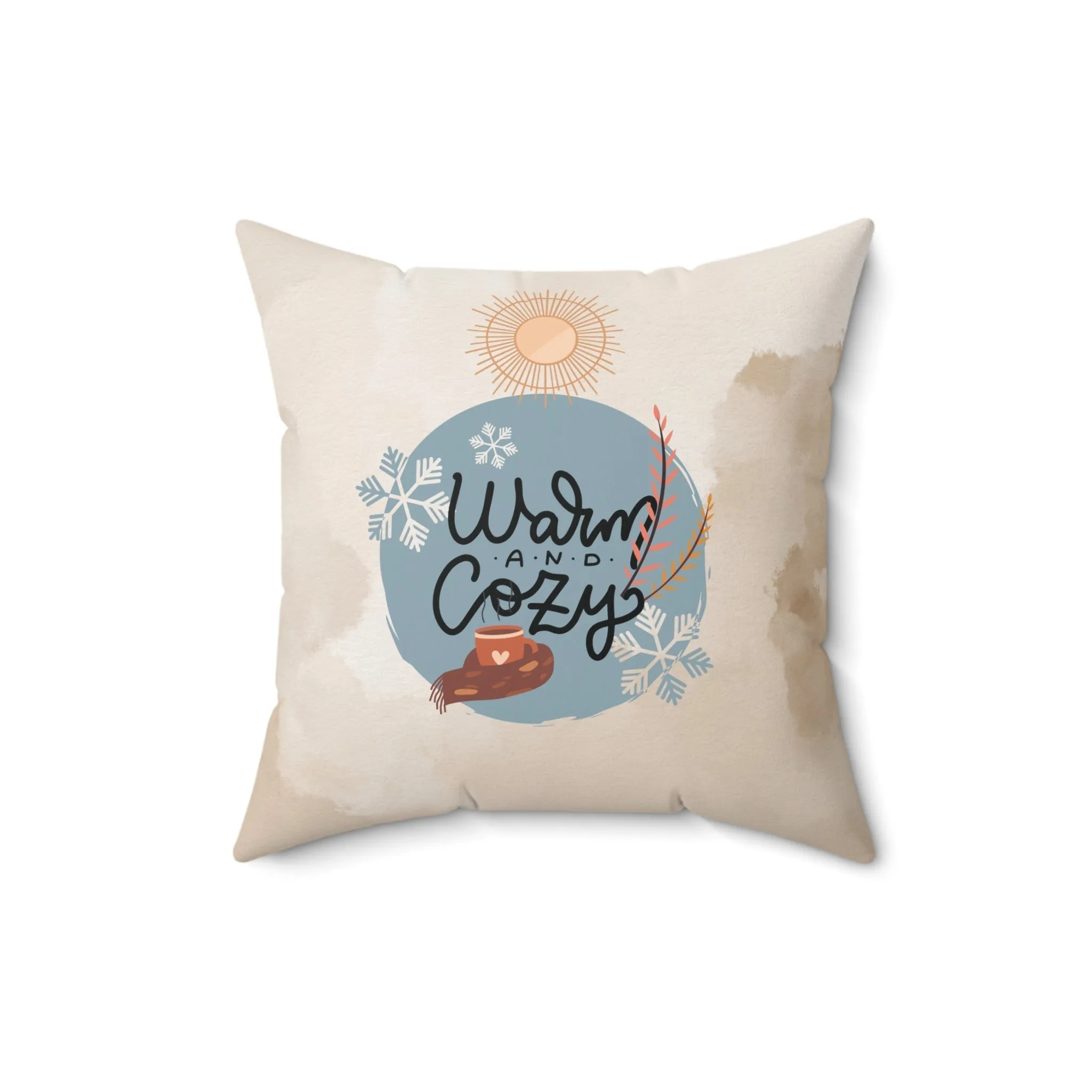 Warm and Cozy Spun Polyester Square Pillow – Perfect Home Decor for Fall & Winter