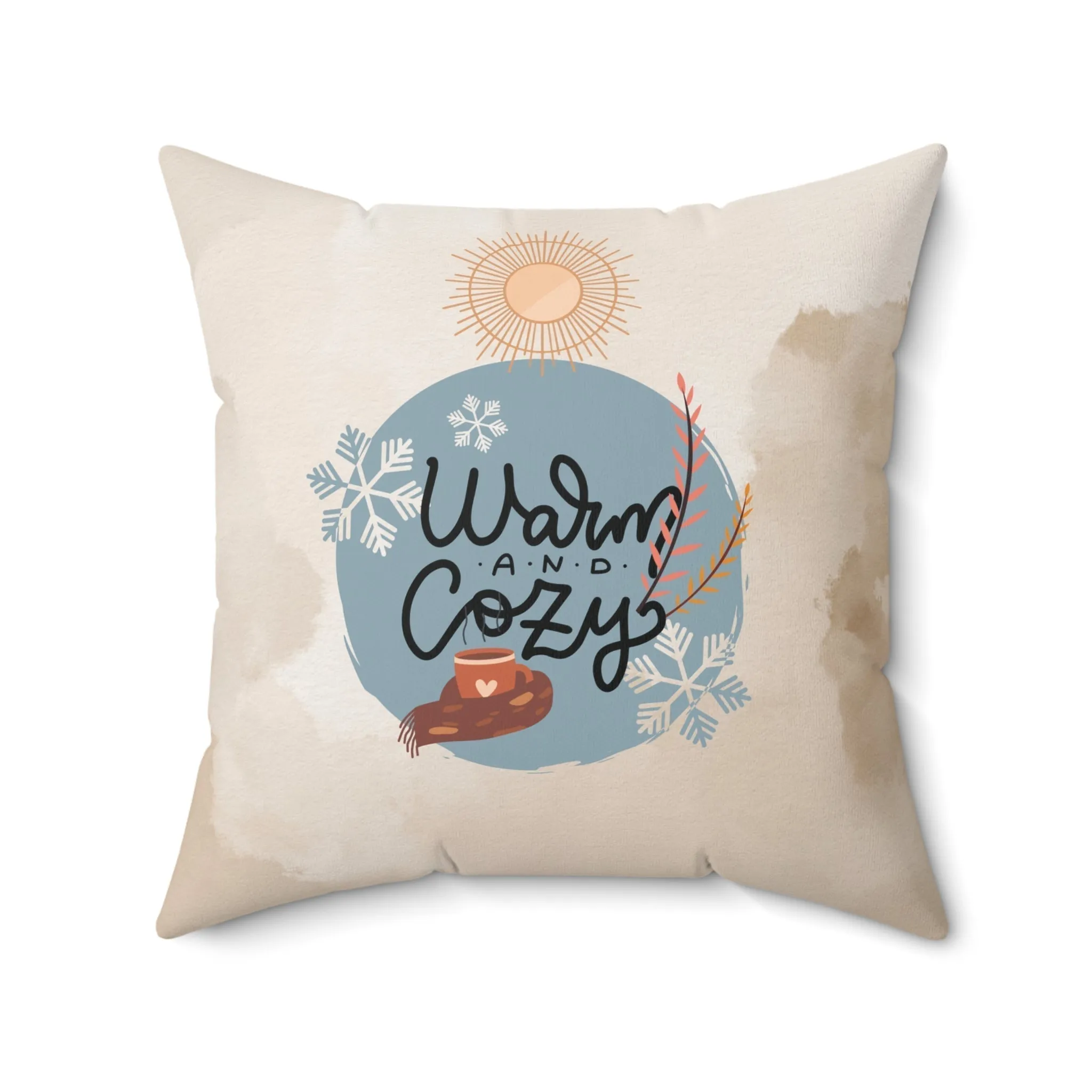 Warm and Cozy Spun Polyester Square Pillow – Perfect Home Decor for Fall & Winter